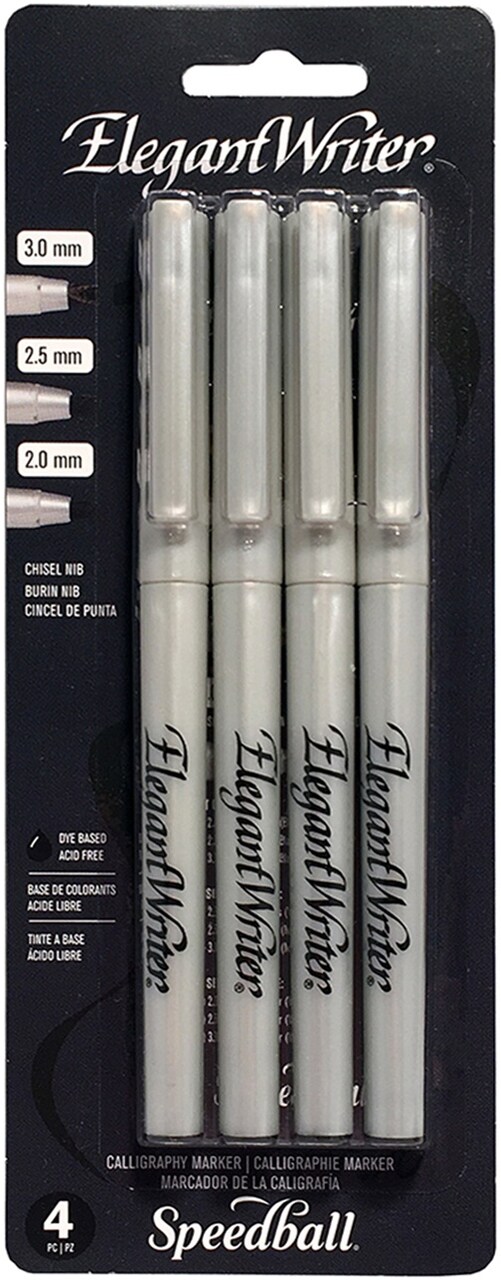 Multipack of 6 - Speedball Elegant Writer Calligraphy Markers 4/Pkg-Black